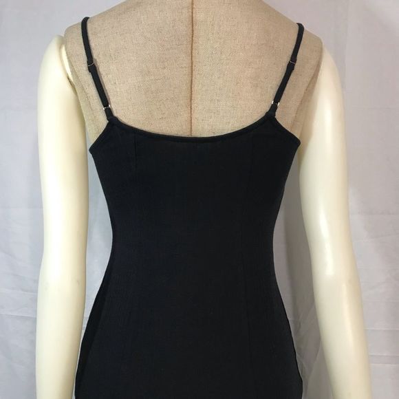 INTIMATELY FREE PEOPLE Size XS Black Body Tight Snap Button Dress; Preloved - Picture 4 of 7